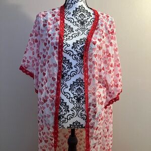 LuLaRoe Red Heart Kimono Top